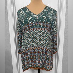 World Market Patterned V-Neck Top - Women size small